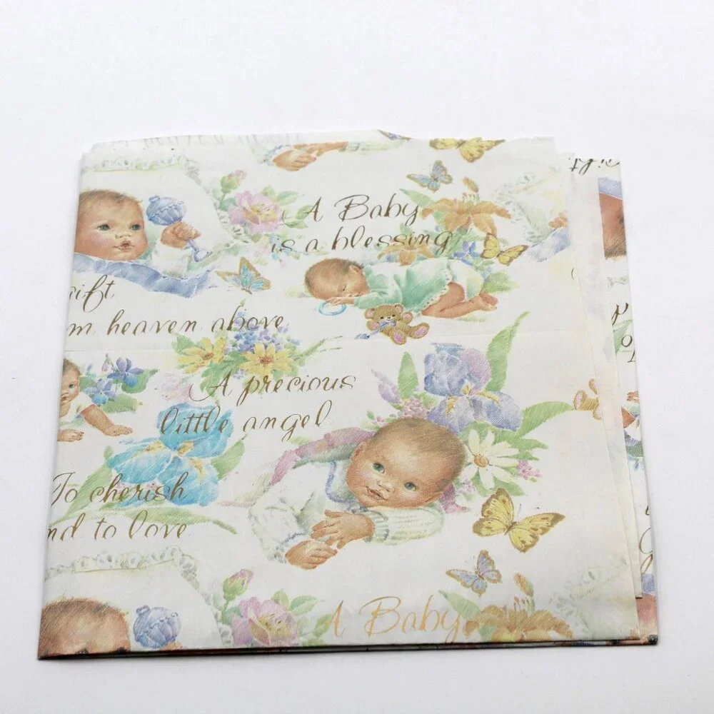 Vtg A Baby is a Blessing Little Angel Gift Wrapping Paper One Sheet 17